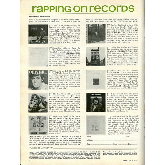 July 1970 'TEEN Magazine (Kathy Davis, Bobby Sherman, and more) - Picture 6 of 7